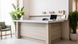 © Cloudyew - A receptionist desk with a modern and organized workspace