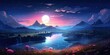 Fantasy heaven, flowers, beautiful scene, a bright moon, HD pixels