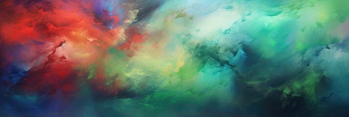 Wall Mural - An abstract oil painting, composed of red, green and blue, presents a mysterious atmosphere