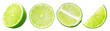 © natthapol - Fresh lime slice and half isolated, transparent PNG, collection, PNG format, cut out