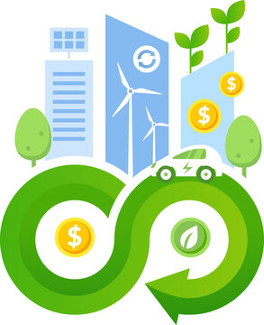 Sustainable Finance Illustration, infinity symbol circular economy 