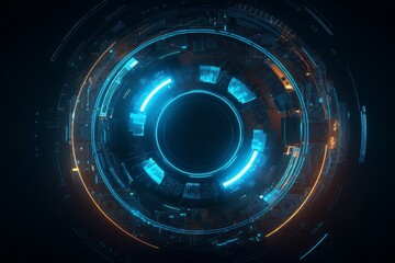Abstract glowing digital circle wallpaper. Internet and innovation concept