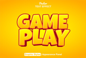 Wall Mural - game play text effect with orange graphic style and editable