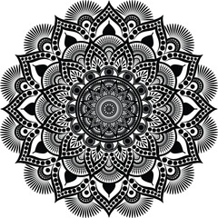 Wall Mural - Beautiful floral pattern mandala art isolated on a white background, decoration element for meditation poster, yoga, banner, henna, invitation, cover page, design element mandala art, vector art