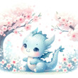 © ธนากร บัวพรหม - Baby Dragon in Spring Fantasy Illustration | Whimsical Art PrintCute Baby Dragon in Springtime | Colorful Fantasy Creature ArtMagical Green Dragon in Spring | Adorable Fantasy Illustration