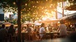 © Ameer - People enjoying music and beer at an outdoor street bar in Asia, bokeh effect