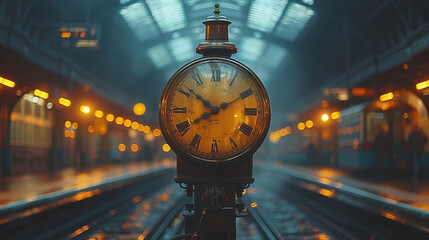 Clock in railway station.