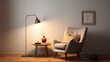 © Wardx - A minimalist reading nook with a cozy armchair, floor lamp, and a small side table