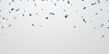 Celebration Background With Blue Zigzag Confetti Falling, Vector Illustration