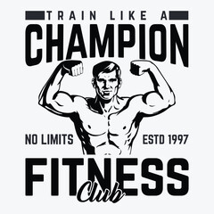 t shirt design TRAIN LIKE CHAMPION