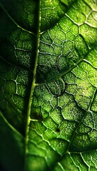 Wall Mural - a close up view of a green leaf