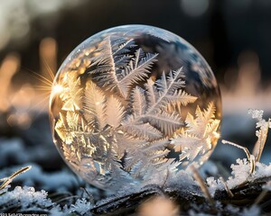 Wall Mural - a crystal ball with snow flakes on top of it