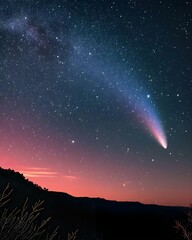 Sticker - a bright comet is seen in the night sky