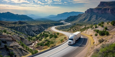 Canvas Print - A semi truck delivers cargo