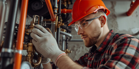 Plumber conducts an inspection and repair