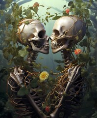 Wall Mural - Couple of skull