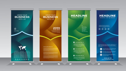Wall Mural - roll up banner stand template design, vertical banner, pull up and standees banner, abstract roll up