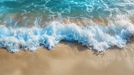 Wall Mural - Soft blue ocean wave on clean sandy beach