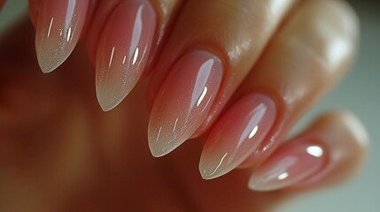 Close-up shot of a woman delicately painting her fingernails with polish.