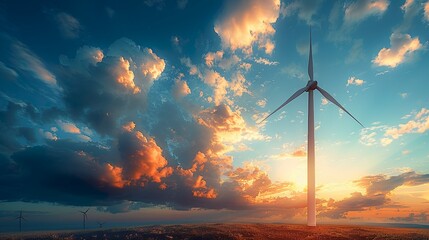wind energy: sustainable, green energy from wind, sun and water. wind farms and wind turbines for a 
