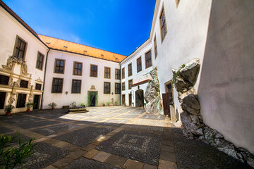 Wall Mural - Yard of the Impressive Mikulov Castle in Mikulov, Czech Republic