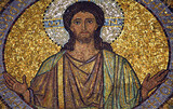 Fototapeta  - Jesus Christ, ceiling mosaic in Church of the Benedictine Abbey of the Assumption, Mount Zion, Jerusalem, Israel