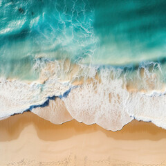  Experience the breathtaking beauty of a serene beach and expansive ocean from an aerial perspective. AI generative.