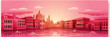 Venice city panorama, urban landscape. Business travel and travelling of landmarks. Illustration, web background. Buildings silhouette. Italy