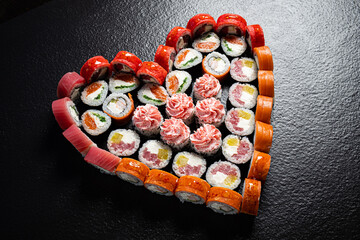 Canvas Print - sushi set for Valentine's Day