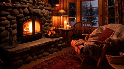 Sticker - Cozy cabin pension with hot cocoa and crackling fireplace for a warm retreat