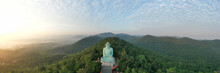 Aerial View Of The Great Buddha At Doi Phra Chan Is A Towering Bronze Buddha Statue That Can Be Reached By Climbing 628 Steps Up At Wat Prathat Doi Prachan, Pa Tan, Mae Tha District, Lampang, Thailand