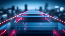 Futuristic Neon Lit Bridge In Urban Nightscape Modern City Conceptual Background