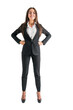 © Who is Danny - Smiling businesswoman standing confidently with hands on hips, isolated on white. Leadership concept