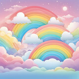 Fototapeta Dziecięca - Pastel rainbow sky fantasy background.	