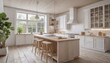 modern kitchen interior with kitchen, Empty minimalist kitchen with scandinavian style with wooden and white details, luxury kitchen interior in white tone