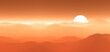 illustration d'un soleil couchant sur les montagnes en dégradé dans des couleurs chaudes