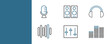 © Patrick - Flat podcast broadcaster icon symbols - Microphone, mixer, audio sequence