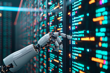 Wall Mural - artificial intelligence interacting with source code
