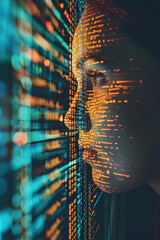 Wall Mural - artificial intelligence interacting with source code