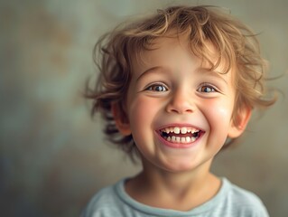 Happy and Joyful young boy laughing cheerfully, isolated Background.