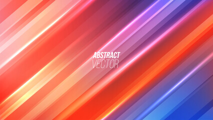 Leinwandbilder - Glowing lights. Futuristic abstract background with bright dynamic gradients. Blurred graphic template with vibrant colors. Vector illustration.