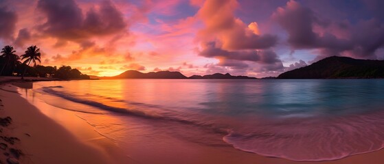 Wall Mural - ai generated beach scene at sunset