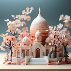 Wall Mural - Beautiful mosque during Ramadan in pastel colors