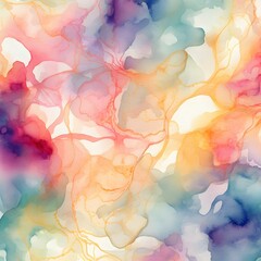 Wall Mural - AI generated illustration of a colorful vibrant watercolor print