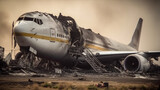 Fototapeta Mosty linowy / wiszący - Airplane disaster wreckage