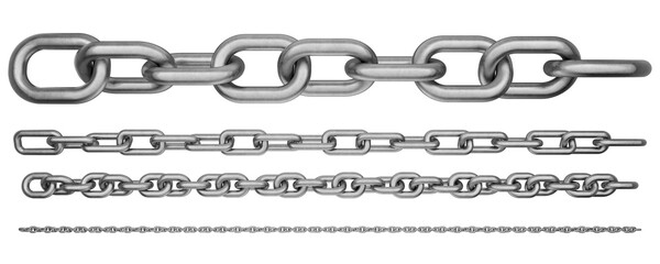 Wall Mural - metal chain on a transparent, white background. metal chain in line. metal chain blank for your desi