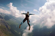 © Serge's AI Art - Soaring High, Skydiver in Freefall Above Majestic Mountain Range
