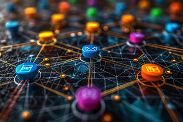 Wall Mural - the social network community team. The concept of connections between people