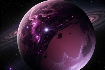 Wall Mural - Imaginary purple planets and nebulae