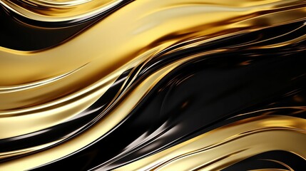 golden and black wavy pattern. melted gold and oil. ai-generated.
